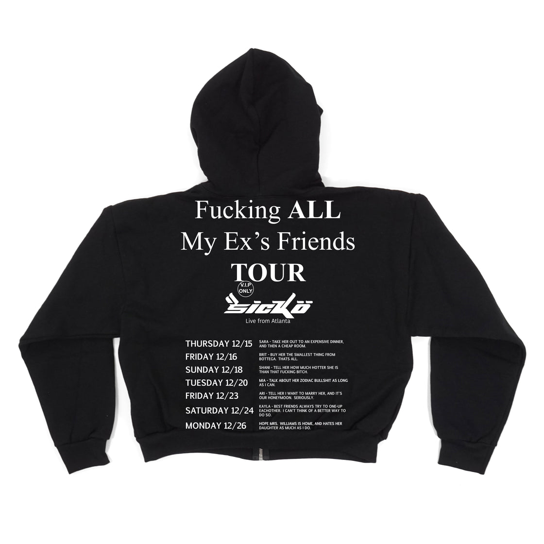 Sïcko Ex's Tour Cropped Zip Up Hoodie
