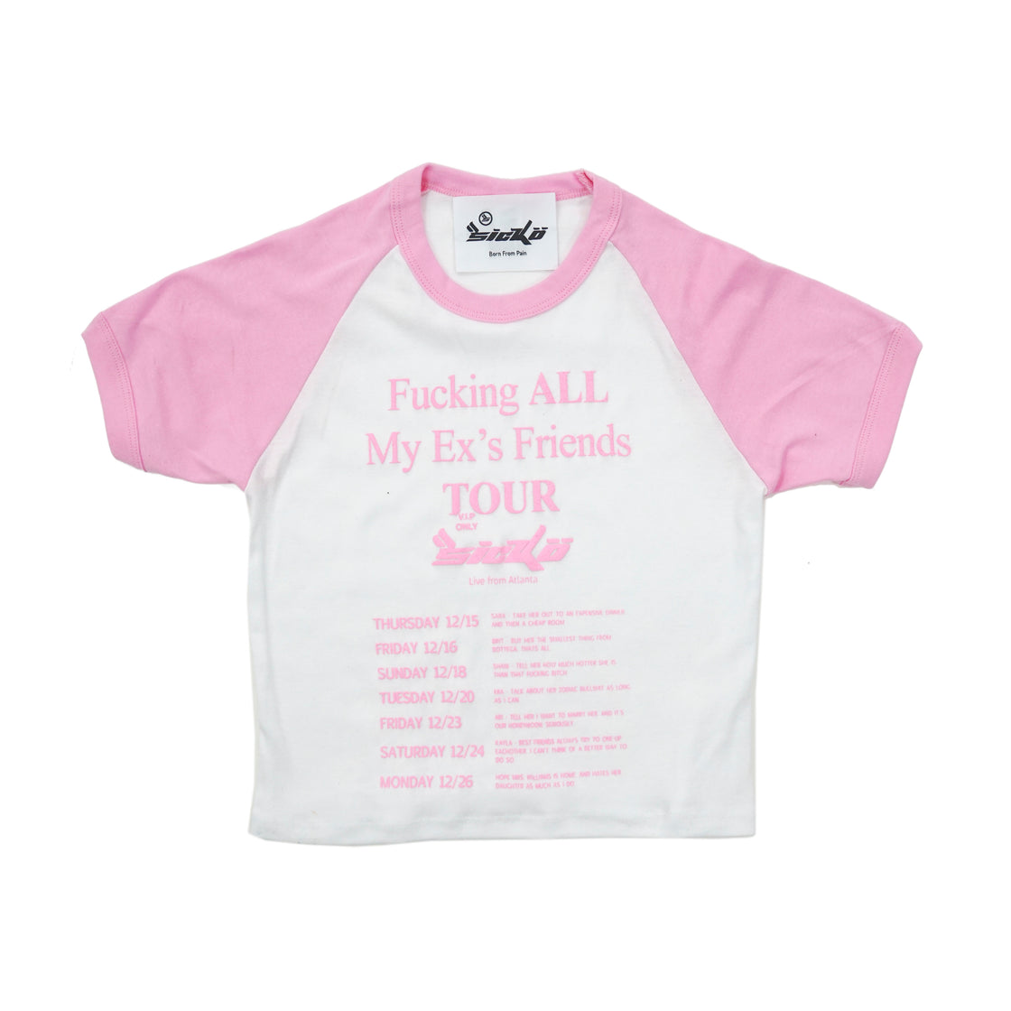 Sïcko Ex's Tour Cropped Baby Tee - White / Pink