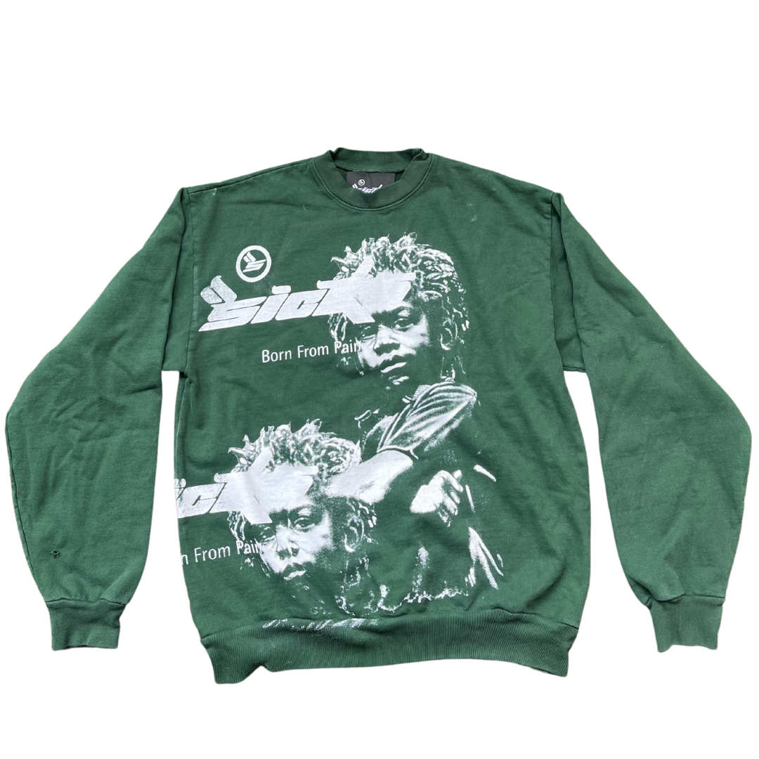Back and Front Hit Rasta Green Crewneck 1 of 1