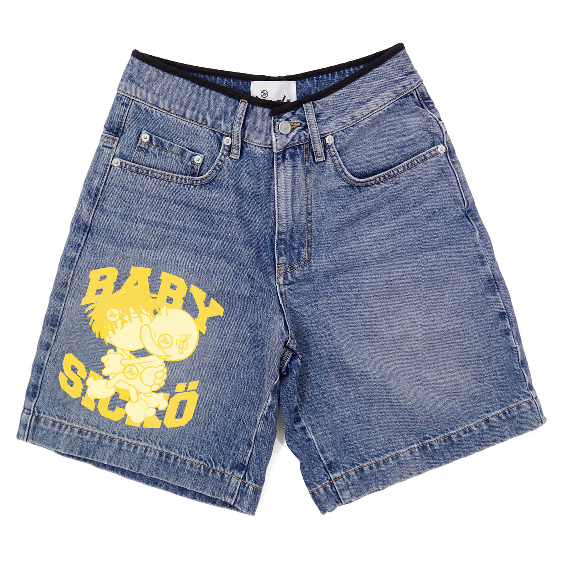 Baby Sicko Denim Shorts - indigo / yellow